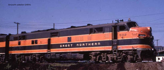 Great Northern (GN) – E7 A Unit #502 F unit Paint. Snow plow